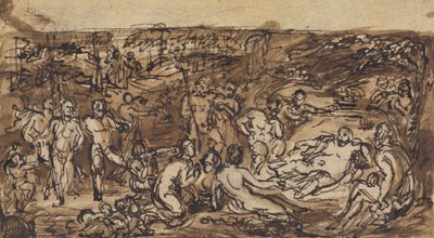 Figure Studies of a Group of People in a Wooded Clearing by Robert Smirke