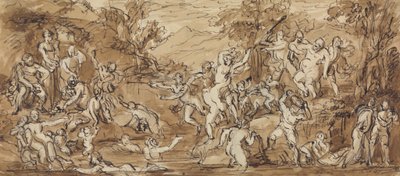 Figure Study of a Bacchanalia Celebration in a Wooded Landscape by Robert Smirke