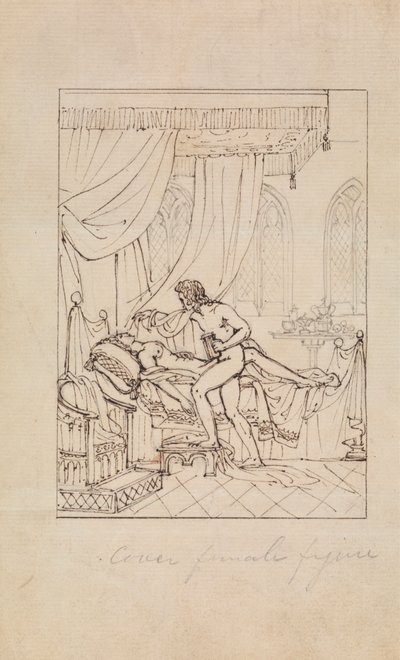 Study of a Woman Sleeping in Her Chamber and a Man Standing Over Her Bed by Robert Smirke