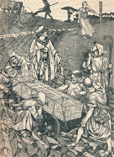 The Legend of St. Cuthbert, Pen Drawing by Robert Spencer