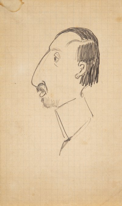 Caricature of Karl Isakson, Profile to the Left by Robert Storm Petersen