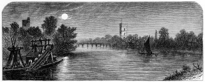 Putney Bridge and Church by Moonlight by Robert Taylor Pritchett