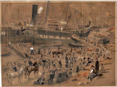 Artillery embarking on board the Argo. Balaclava, May 1856 by Robert Thomas Landells