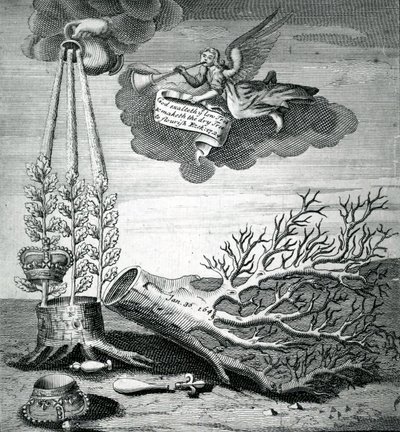 Emblematic Print Referring to the Execution of Charles I and the Stuart Succession by Robert Vaughan