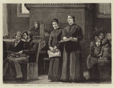 Blind Girls Singing, a Sketch at the Royal Normal College of Music, Upper Norwood by Robert Walker Macbeth