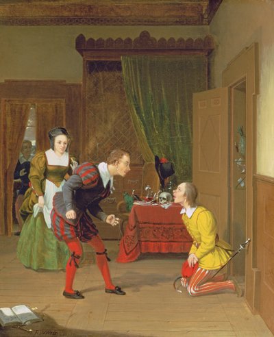 Dr Caius, Simple and Dame Quickly, scene from The Merry Wives of Windsor by Robert Walter Weir