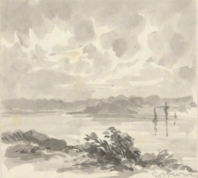 Landscape - View of a Lake and Hills by Robert Walter Weir