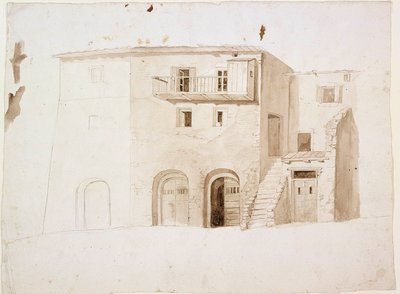 Scene from Italy: Stone House with Two Gates and Stairs by Robert Wilhelm Ekman