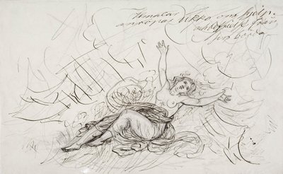 Ilmatar Cries Out for Ukko, Sketch for a Kalevala-themed Drawing Series by Robert Wilhelm Ekman