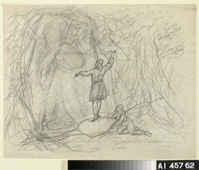 Man from the Sea, Sketch for a Kalevala-themed Drawing Series by Robert Wilhelm Ekman