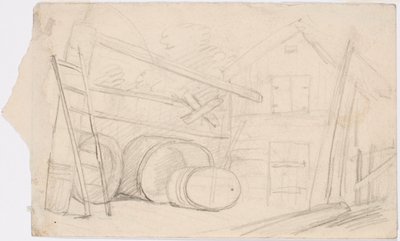 Outbuildings and Barrels by Robert Wilhelm Ekman