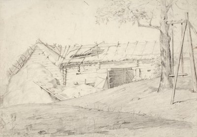 Barn and Straw Pile with a Tree and Swing by Robert Wilhelm Ekman
