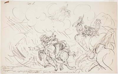 The Shooting of Väinämöinen, Sketch for a Kalevala-themed Drawing Series by Robert Wilhelm Ekman