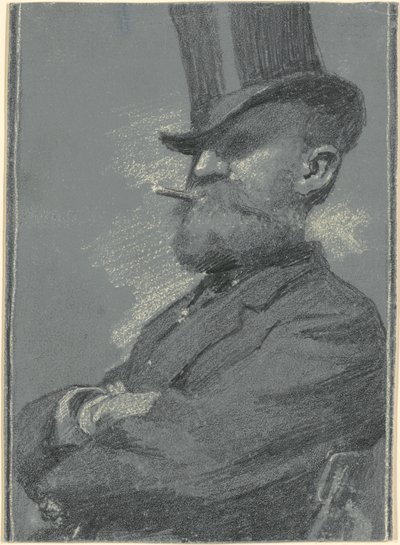 Man in Top Hat, Smoking a Cigar by Robert William Vonnoh
