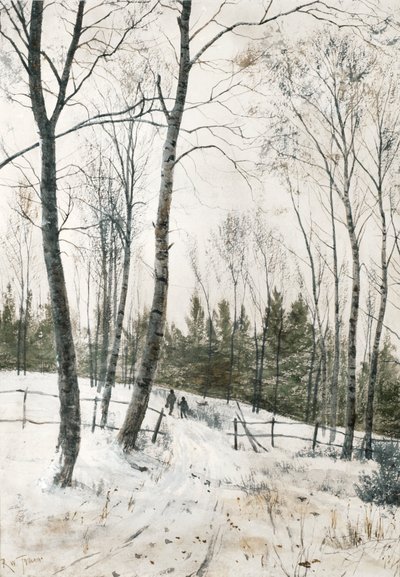 Two Figures in a Winter Woodland by Robert Winchester Fraser