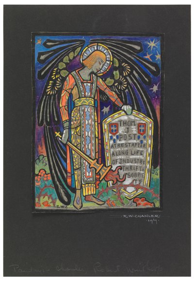 Design for Stained Glass Memorial Window to Thomas J. Post by Robert Winthrop Chanler
