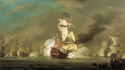 A Battle Between English and Dutch Ships, Early 18th Century by Robert Woodcock