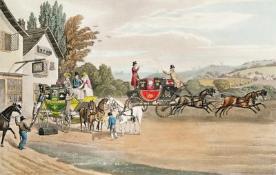 A London Mail and Stage Coach by Robert the Elder Havell