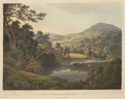 A View on the Wharf, near Bolton Priory by Robert the Elder Havell