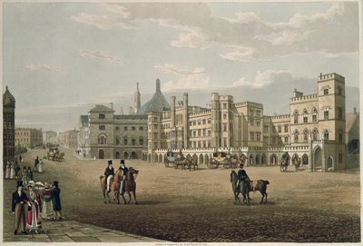 View of the House of Lords and Commons, from Old Palace Yard, pub. 1821 by Colnaghi und Co. by Robert the Elder and Younger Havell