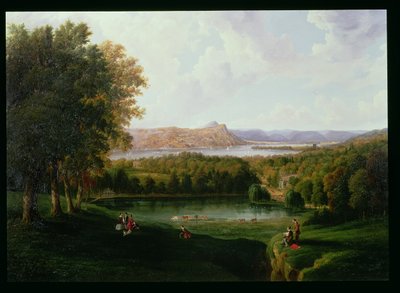 View from the Tarrytown of the Hudson River Old Dutch Church and Beckham Manor by Robert the Younger Havell