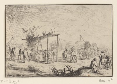 Blacksmith in a Camp (Various Encampments) by Robert van den Hoecke