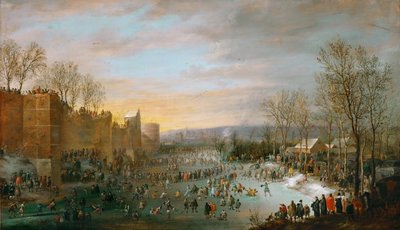Ice Skating on the Stadtgraben in Brussels by Robert van den Hoecke