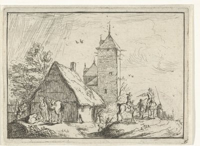 Riders near a Tower by Robert van den Hoecke