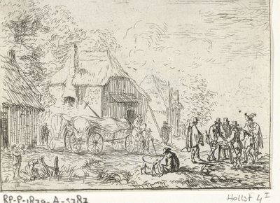 Soldiers by Two Carts by Robert van den Hoecke