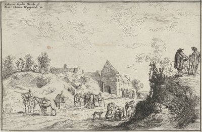 Many Figures on a Path by a Village by Robert van den Hoecke