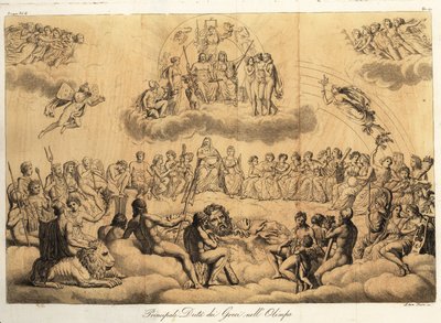 Principal Greek gods on Mount Olympus by Roberto Freschi