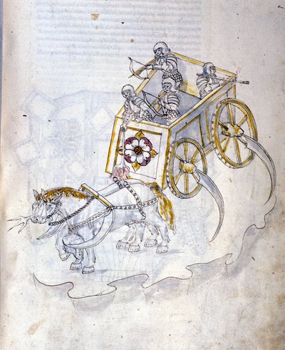 Art of War: Study on Military Machines. Chariot Equipped with Scythes, Illustration from 