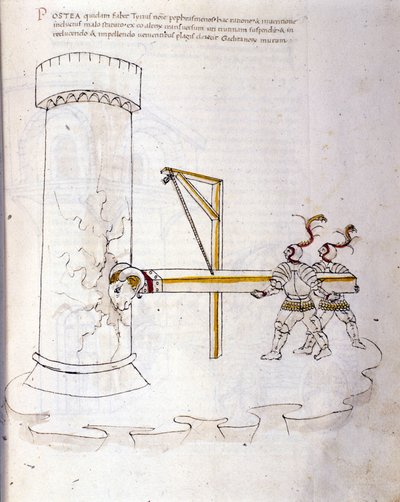 Study on Military Machines: Use of the Battering Ram to Besiege a Tower, Illustration from 