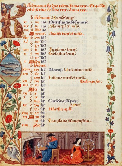 Ms lat 1173 February from the Hours of Charles d