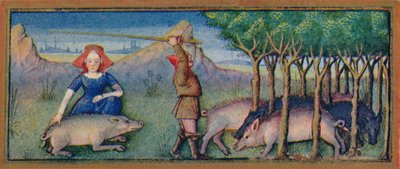 October - Feeding Pigs on Acorns by Robinet Testard