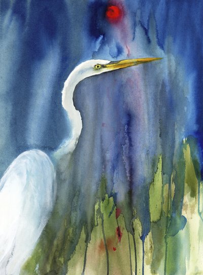 Graceful Egret in Blue Marsh by RodMacIver