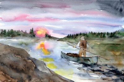 Sunset River Paddler by RodMacIver