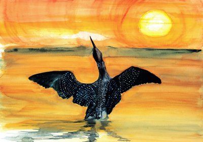 Vibrant Loon Sunset by RodMacIver