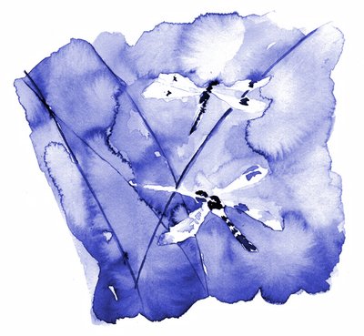 Watercolor Blue Dragonflies by RodMacIver