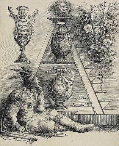 A North American Indian (Study for Historiated A in 