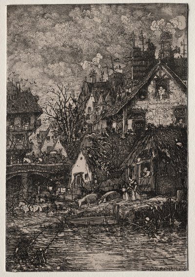 Entrance to a Village by Rodolphe Bresdin