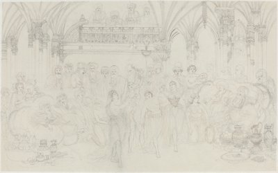 Interior: Dancing Girls Entertaining Chieftains by Rodolphe Bresdin