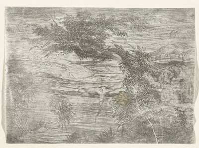 Landscape with Fisherman by Rodolphe Bresdin