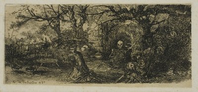 St. Anthony and Death by Rodolphe Bresdin