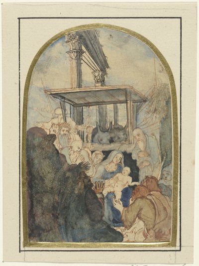 Study for an Adoration of the Magi, with a Ruin with Two Corinthian Columns in the Background by Rodolphe Bresdin