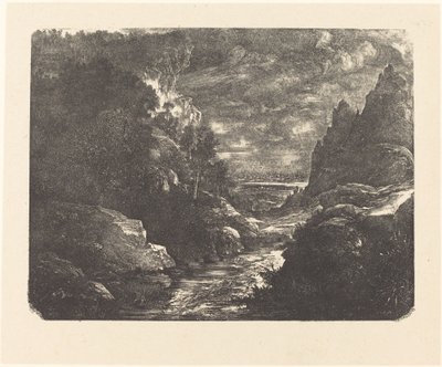 The Stream in the Gorge by Rodolphe Bresdin