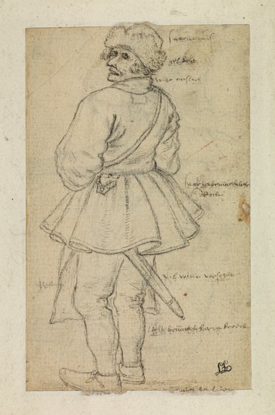 Man seen from the back (verso) by Roelandt Jacobsz and Bruegel Pieter the Elder Savery