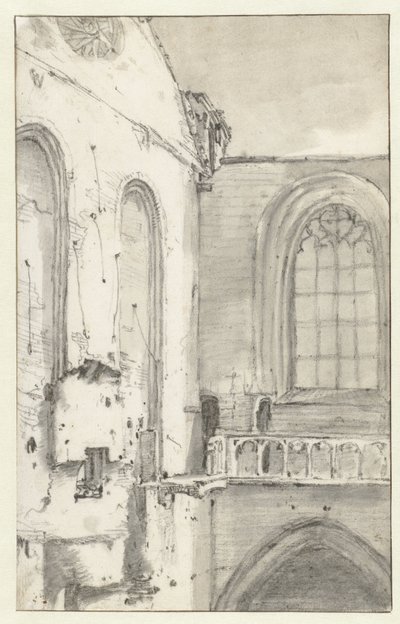 View of the Transept of the Nieuwe Kerk, Amsterdam, after the Fire of 1645 by Roelant Roghman (attributed to)