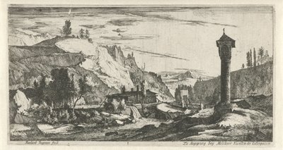 Mountainous Landscape with Column (series title) by Roelant Roghman