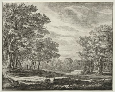 Six Views in the Wood of the Hague: A Man with a Staff in His Hand by Roelant Roghman